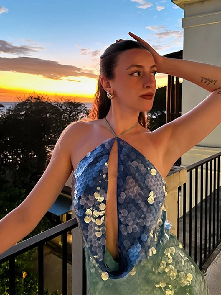 Ocean Whispers Sequin Mini Dress