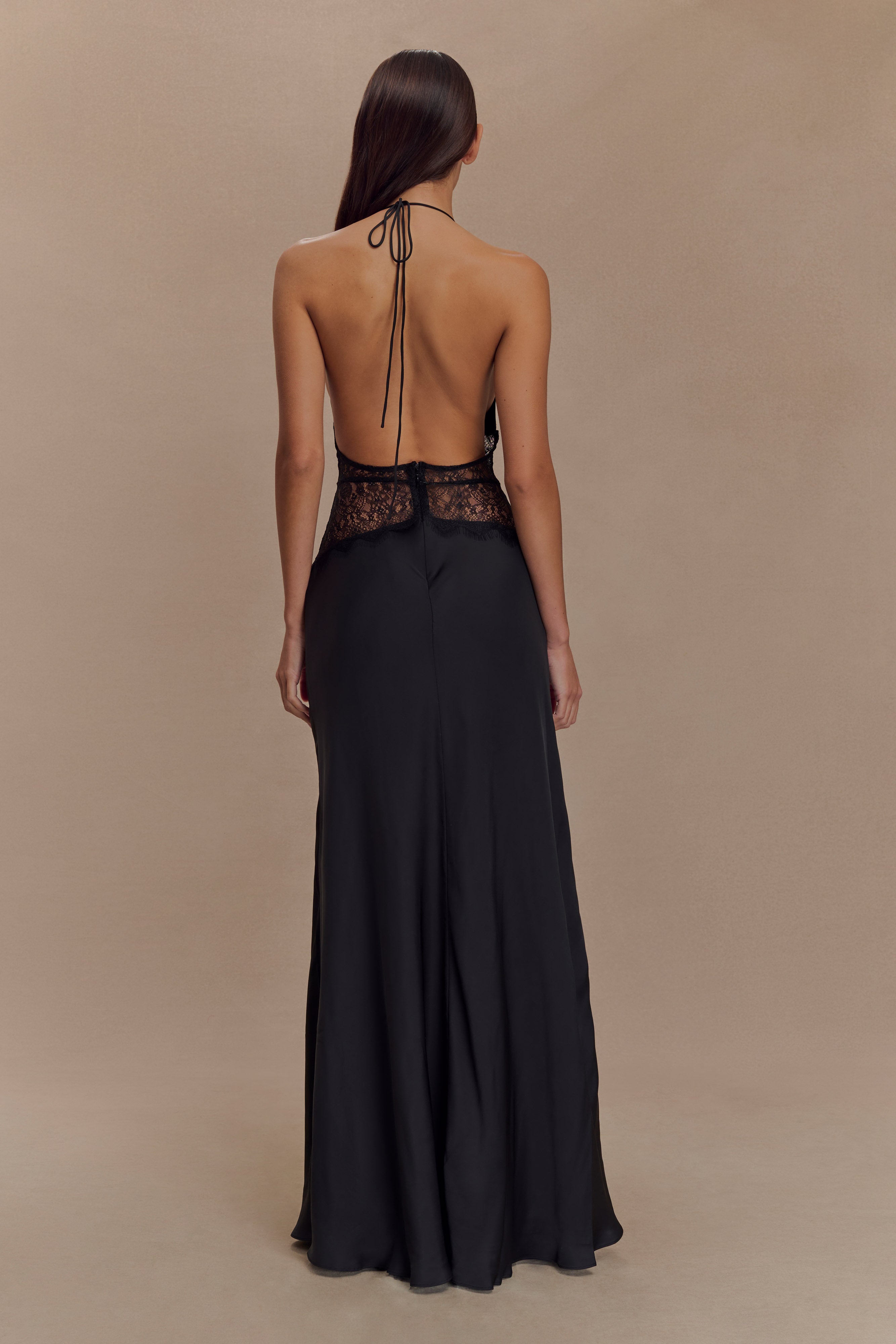 Donnah Lace Satin Maxi Dress